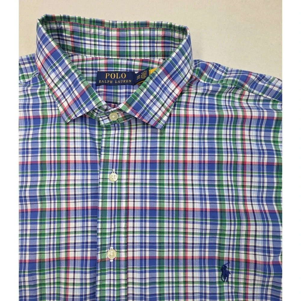 Polo Ralph Lauren Shirt Men 2XB Big Plaid LIMITED USE Button Up Long Sleeve